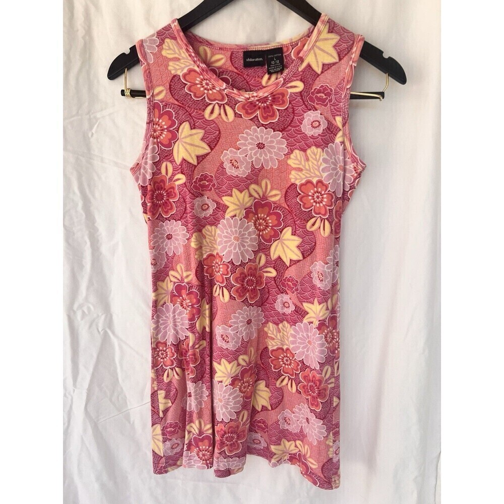 Y2K 90s Xhilaration Pink Floral Tank Top Tunic Flower Power Psychedelic Hippie